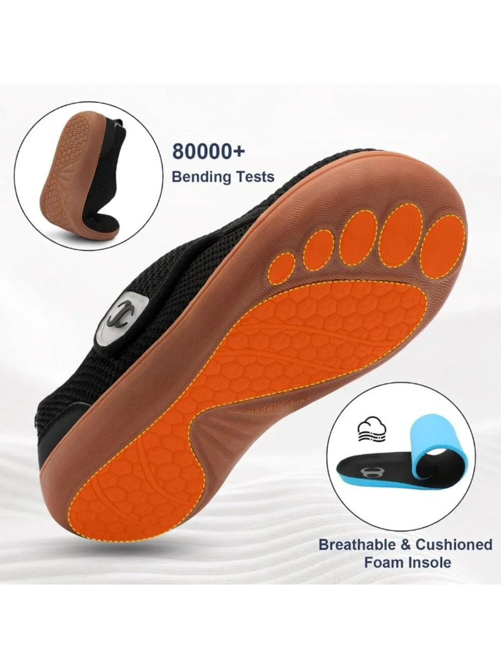 Comfortable Lightweight Men's Walking Shoes - Wide Diabetic Orthopedic Sneakers